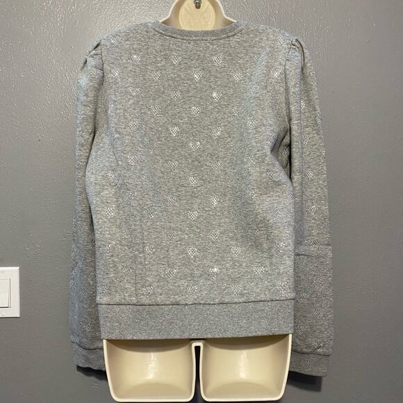 Generation Love  Avery Heart Heathered Grey Puffy Sleeve Sweatshirt Size Large - Picture 2 of 5